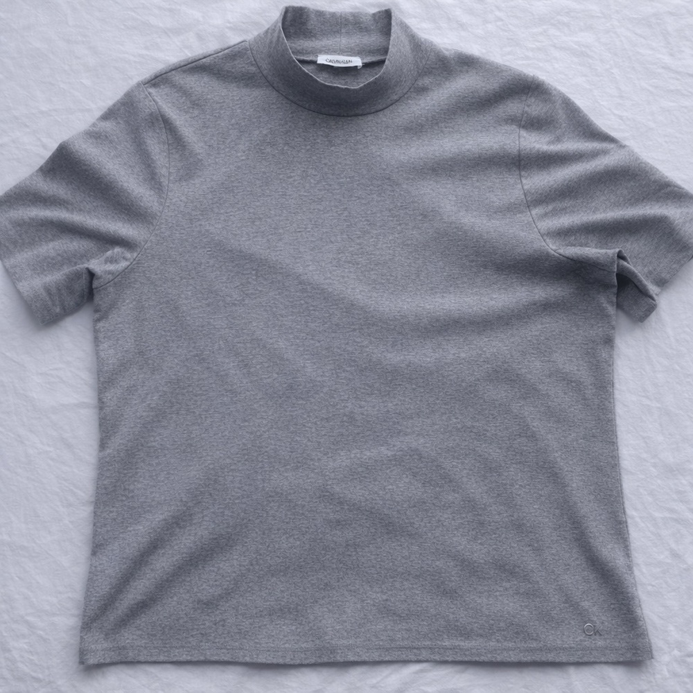 Calvin Klein Grey Short Sleeve Mock Neck Tee XL